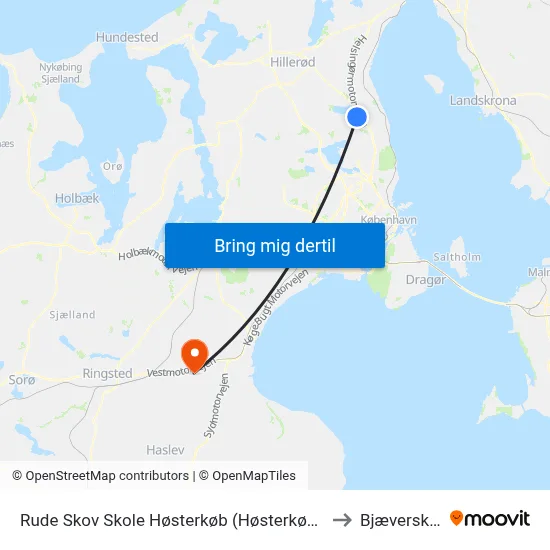 Rude Skov Skole Høsterkøb (Høsterkøbvej) to Bjæverskov map