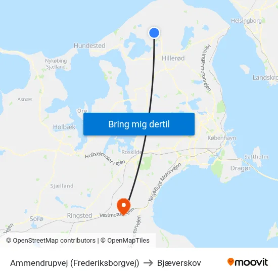 Ammendrupvej (Frederiksborgvej) to Bjæverskov map