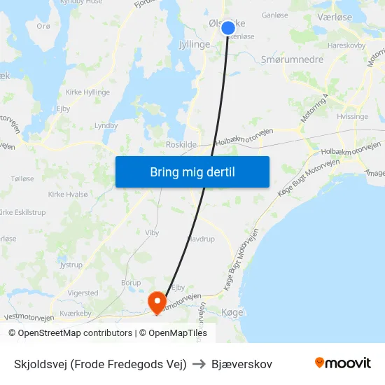 Skjoldsvej (Frode Fredegods Vej) to Bjæverskov map
