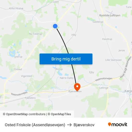 Osted Friskole (Assendløsevejen) to Bjæverskov map