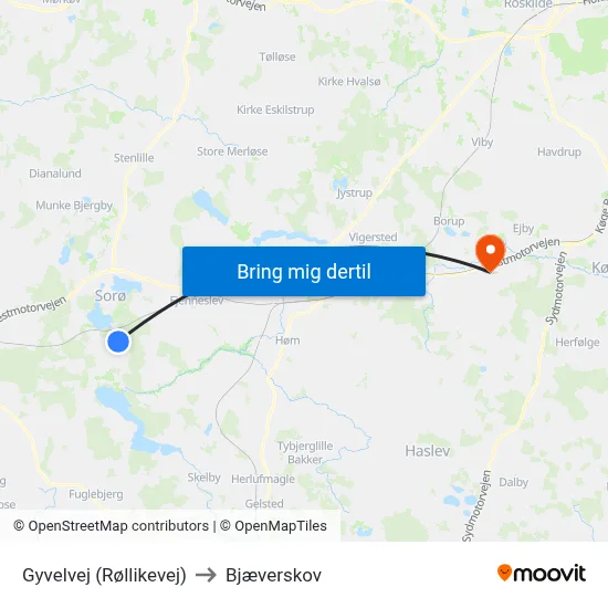 Gyvelvej (Røllikevej) to Bjæverskov map