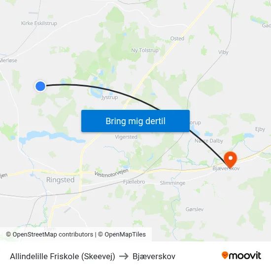 Allindelille Friskole (Skeevej) to Bjæverskov map