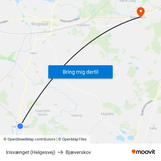 Irisvænget (Helgesvej) to Bjæverskov map
