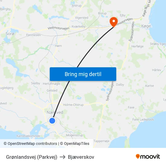 Grønlandsvej (Parkvej) to Bjæverskov map