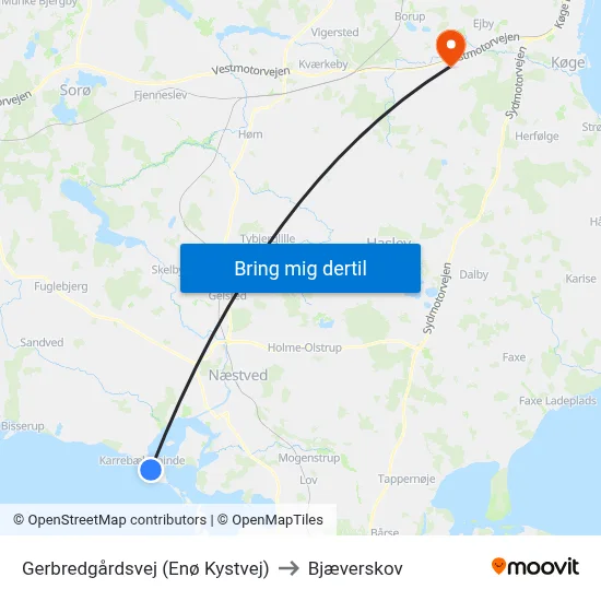 Gerbredgårdsvej (Enø Kystvej) to Bjæverskov map