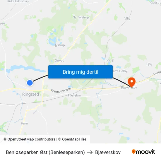 Benløseparken Øst (Benløseparken) to Bjæverskov map