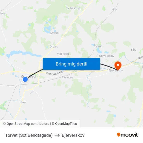 Torvet (Sct Bendtsgade) to Bjæverskov map