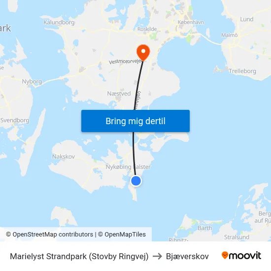 Marielyst Strandpark (Stovby Ringvej) to Bjæverskov map