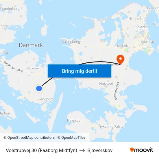 Volstrupvej 30 (Faaborg Midtfyn) to Bjæverskov map
