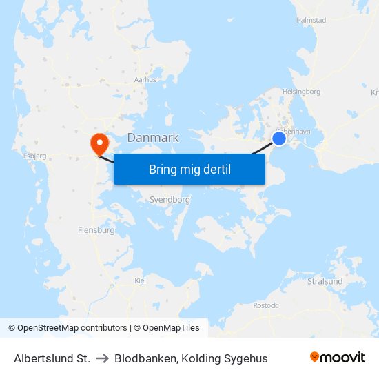 Albertslund St. to Blodbanken, Kolding Sygehus map
