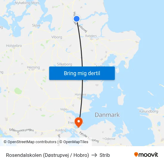 Rosendalskolen (Døstrupvej / Hobro) to Strib map