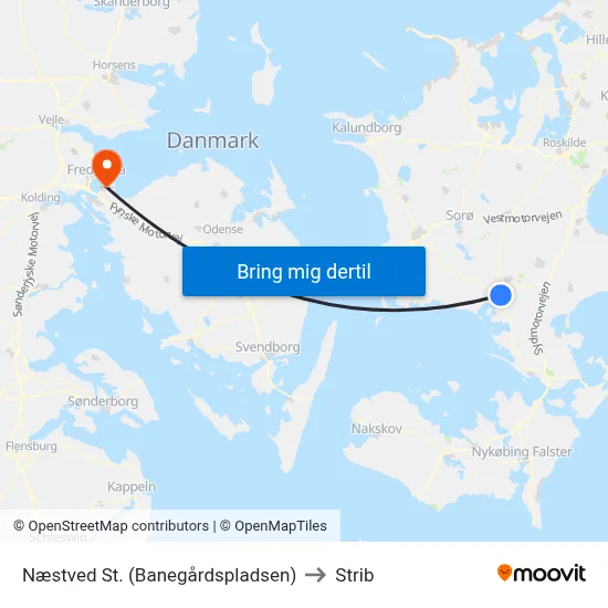 Næstved St. (Banegårdspladsen) to Strib map