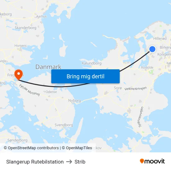 Slangerup Rutebilstation to Strib map