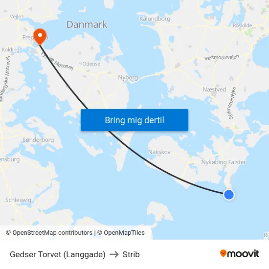 Gedser Torvet (Langgade) to Strib map