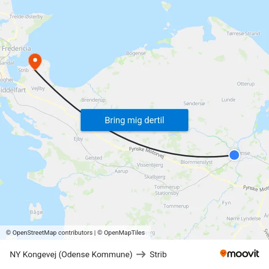 NY Kongevej (Odense Kommune) to Strib map