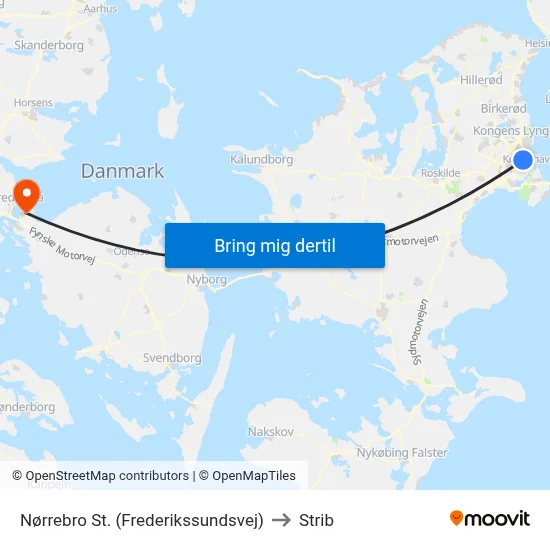 Nørrebro St. (Frederikssundsvej) to Strib map