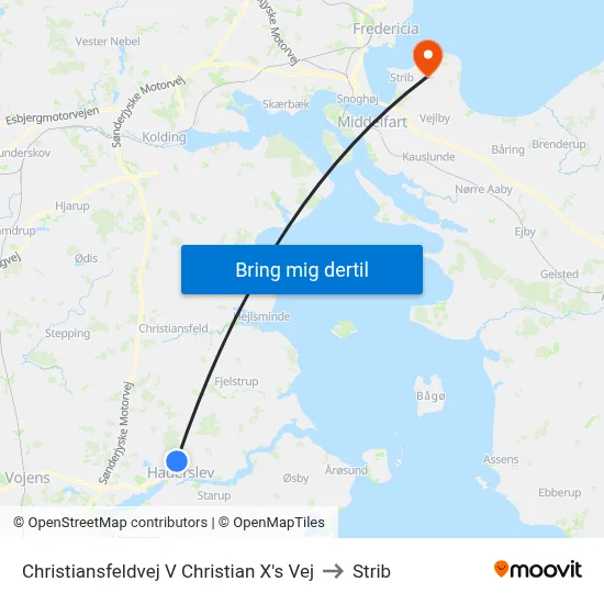 Christiansfeldvej V Christian X's Vej to Strib map