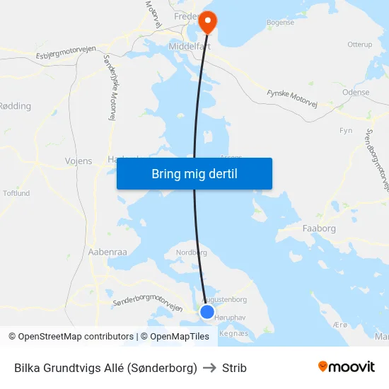 Bilka Grundtvigs Allé (Sønderborg) to Strib map