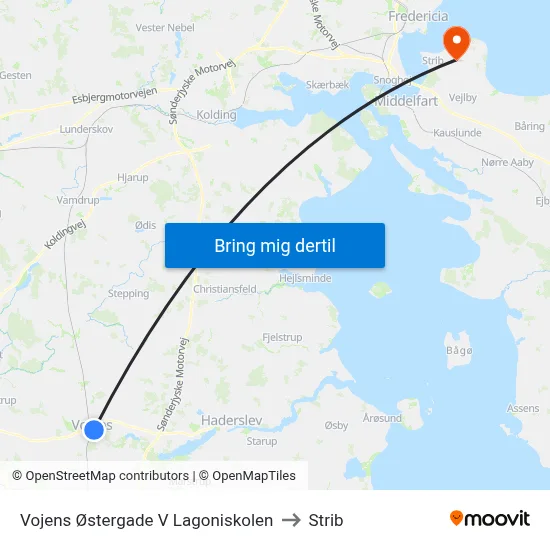 Vojens Østergade V Lagoniskolen to Strib map