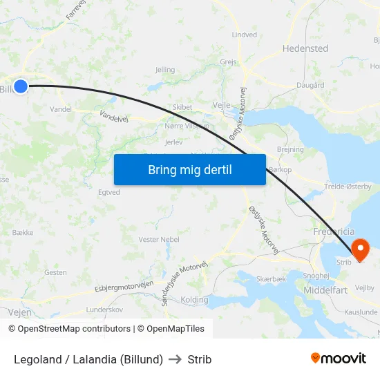 Legoland / Lalandia (Billund) to Strib map