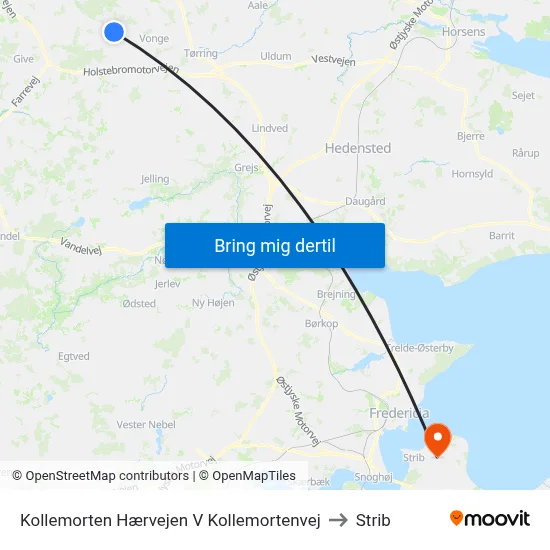 Kollemorten Hærvejen V Kollemortenvej to Strib map