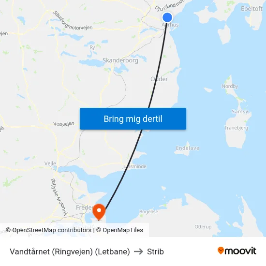 Vandtårnet (Ringvejen) (Letbane) to Strib map