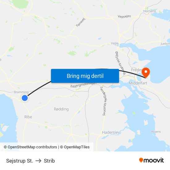 Sejstrup St. to Strib map
