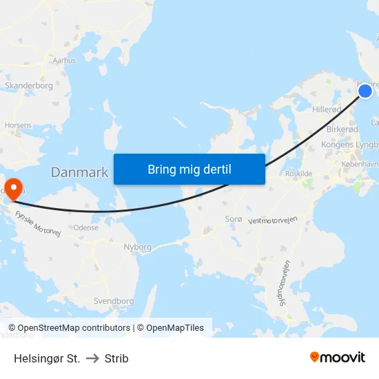Helsingør St. to Strib map