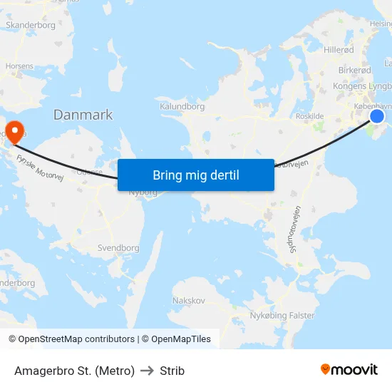 Amagerbro St. (Metro) to Strib map
