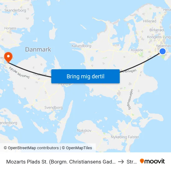 Mozarts Plads St. (Borgm. Christiansens Gade) to Strib map