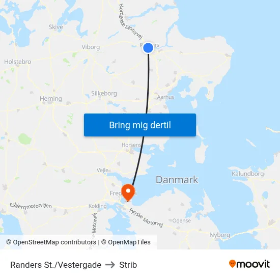 Randers St./Vestergade to Strib map