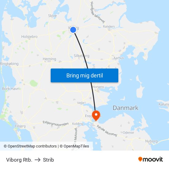 Viborg Rtb. to Strib map