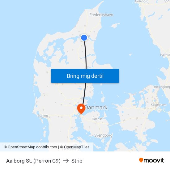 Aalborg St. (Perron C9) to Strib map