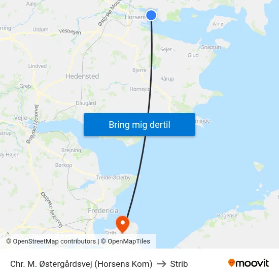 Chr. M. Østergårdsvej (Horsens Kom) to Strib map