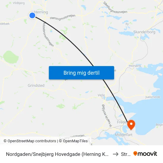 Nordgaden/Snejbjerg Hovedgade (Herning Kom) to Strib map