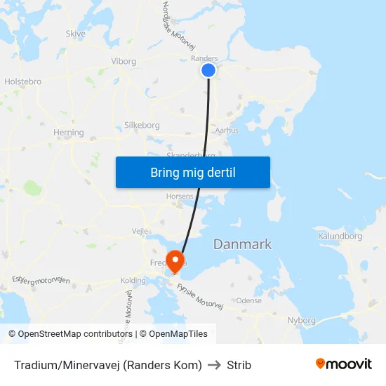 Tradium/Minervavej (Randers Kom) to Strib map