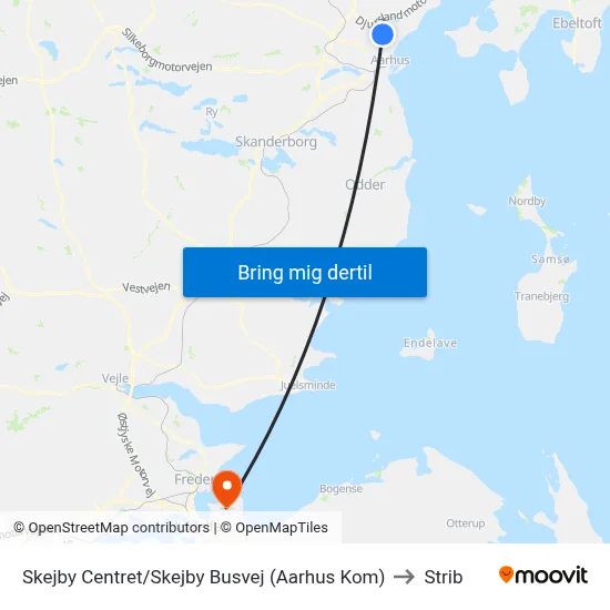 Skejby Centret/Skejby Busvej (Aarhus Kom) to Strib map