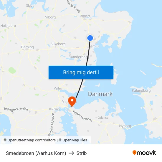 Smedebroen (Aarhus Kom) to Strib map