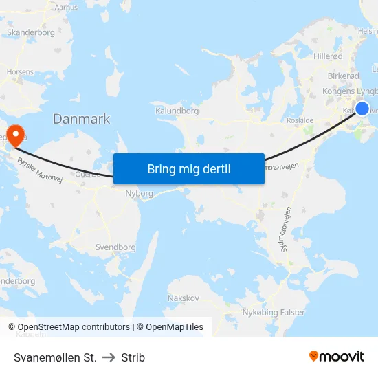 Svanemøllen St. to Strib map