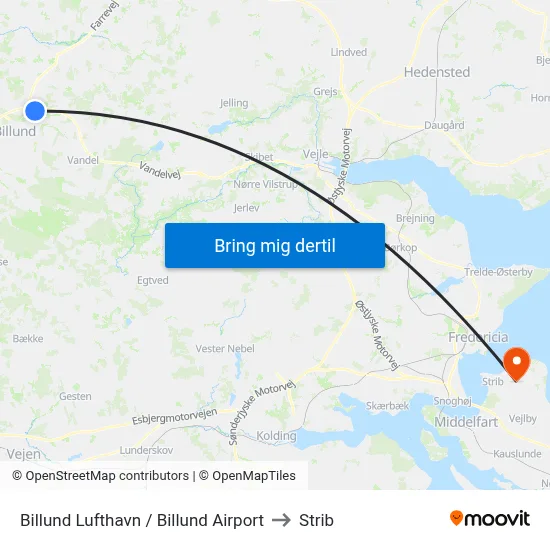 Billund Lufthavn / Billund Airport to Strib map