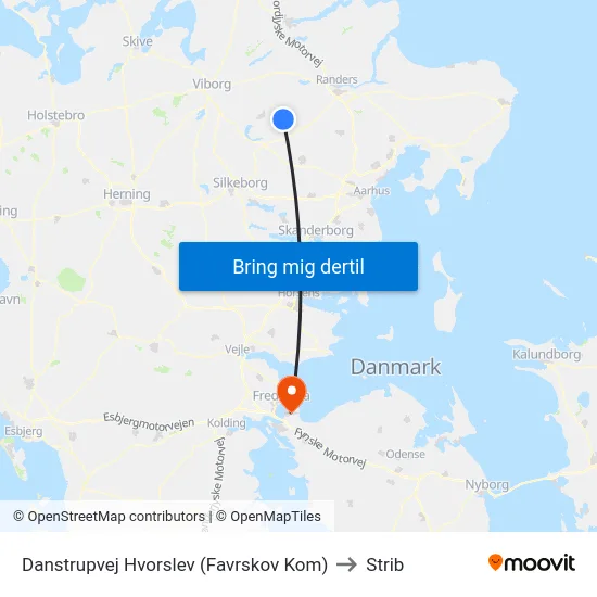 Danstrupvej Hvorslev (Favrskov Kom) to Strib map