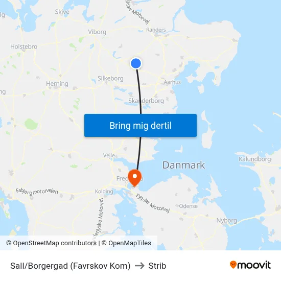 Sall/Borgergad (Favrskov Kom) to Strib map