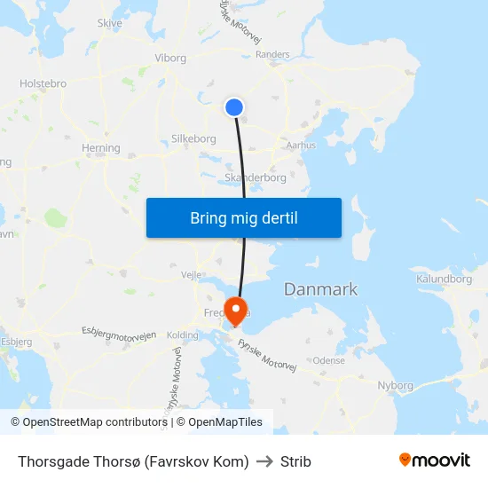 Thorsgade Thorsø (Favrskov Kom) to Strib map