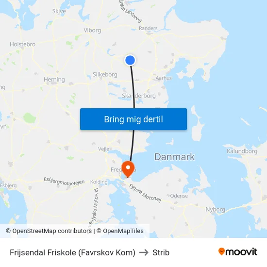 Frijsendal Friskole (Favrskov Kom) to Strib map