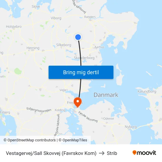 Vestagervej/Sall Skovvej (Favrskov Kom) to Strib map