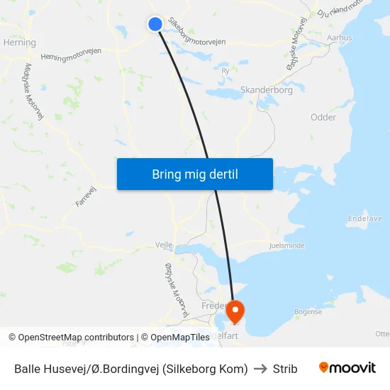 Balle Husevej/Ø.Bordingvej (Silkeborg Kom) to Strib map