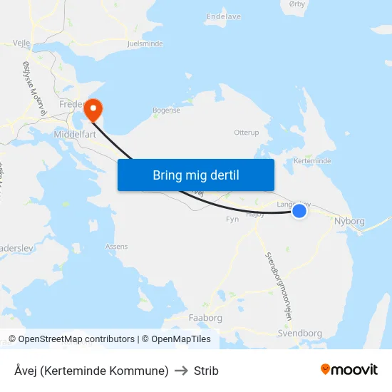 Åvej (Kerteminde Kommune) to Strib map