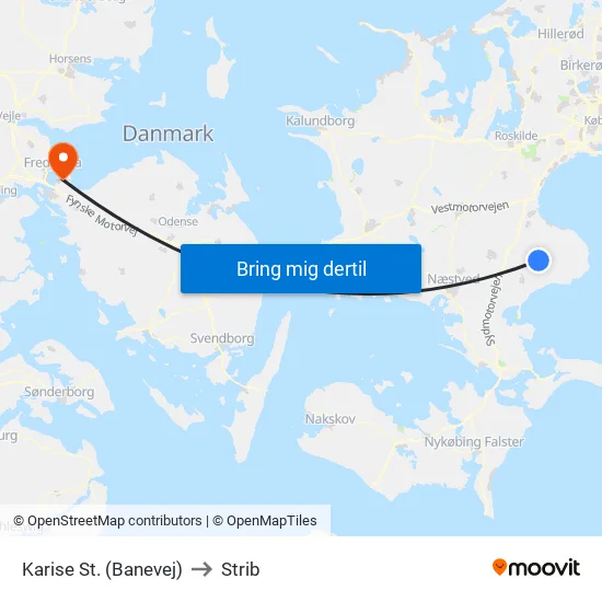 Karise St. (Banevej) to Strib map