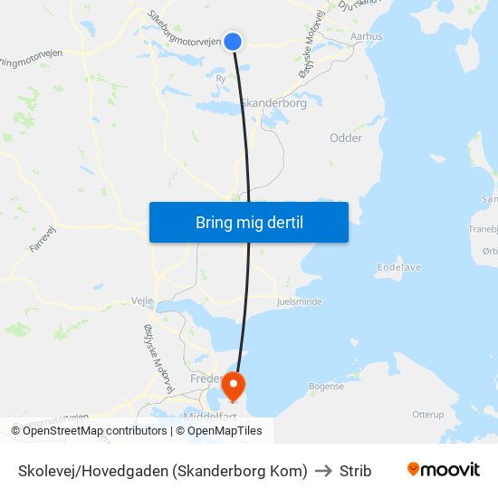 Skolevej/Hovedgaden (Skanderborg Kom) to Strib map