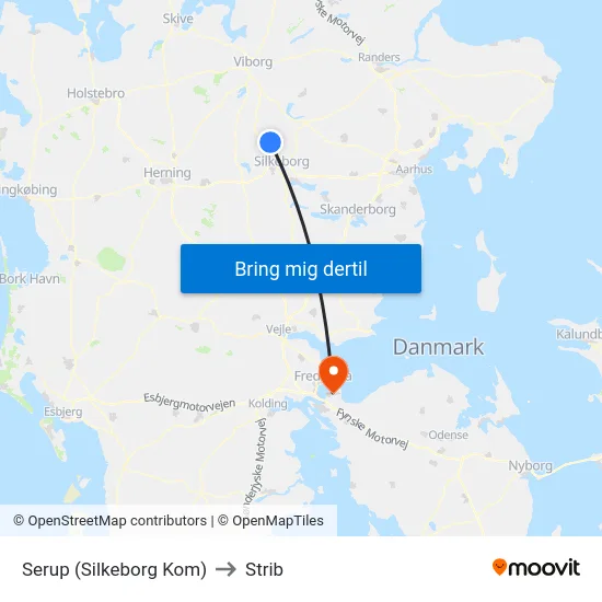 Serup (Silkeborg Kom) to Strib map